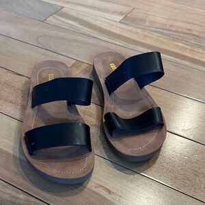 Cushionaire Black Double Strap Sandals